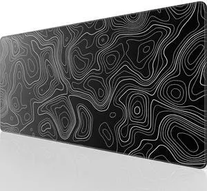 Large Gaming Mouse Pad with Stitched Edges, Extended Mousepad with Superior Micro-Weave Cloth, Non-Slip Base, Water Resist Keyboard Pad for Gamer, Office & Home, 31.5x15.7in, Black Topographic Large Gaming Mouse Pad with Stitched Edges, Extended Mousepad with Superior Micro-Weave Cloth, Non-Slip Base, Water Resist Keyboard Pad for Gamer, Office & Home, 31.5x15.7in, Black Topographic