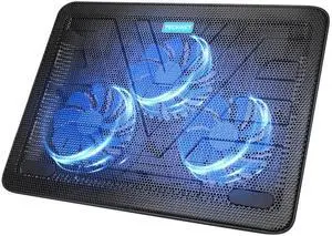 Laptop Cooling Pad, Portable Slim Quiet USB Powered Laptop Notebook Cooler Cooling Pad Stand Chill Mat with 3 Blue LED Fans, Fits 12-17 Inches (Black) Laptop Cooling Pad, Portable Slim Quiet USB Powered Laptop Notebook Cooler Cooling Pad Stand Chill Mat with 3 Blue LED Fans, Fits 12-17 Inches (Black)
