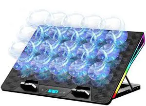 Laptop Cooling Pad, 15 Powerful Cooling Fans, Gaming Laptop Cooler with RGB Lights for 15-17.3 inch PC Computers Laptop Cooling Pad, 15 Powerful Cooling Fans, Gaming Laptop Cooler with RGB Lights for 15-17.3 inch PC Computers