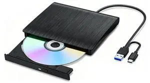 External CD DVD Drive for Laptop CD Burner Reader USB 3.0 Portable CD/DVD +/-RW Optical Drive DVD Player CD ROM Rewriter Adapter Duplicator for Laptop Mac OS PC Desktop Linux Windows 11/10/8/7