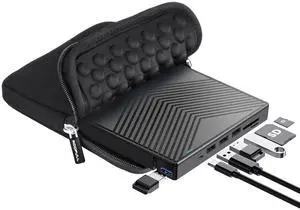 External CD DVD Drive Player Burner USB 3.0 & USB-C Portable CD/DVD-ROM +/-RW Optical Disk Drive with 4 USB Ports + 2 SD/TF Card Reader + Carrying Case for Laptop PC Windows Mac Linux Computer External CD DVD Drive Player Burner USB 3.0 & USB-C Portable CD/DVD-ROM +/-RW Optical Disk Drive with 4 USB Ports + 2 SD/TF Card Reader + Carrying Case for Laptop PC Windows Mac Linux Computer