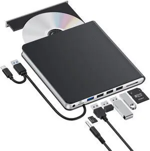 External CD DVD Drive for Laptop USB 3.0 USB C CD Burner External DVD Drive Portable CD ROM Burner Reader Writer Drive External DVD Player for Laptop Desktop PC Windows 11/10/8/7 MacBook Mac OS Linux External CD DVD Drive for Laptop USB 3.0 USB C CD Burner External DVD Drive Portable CD ROM Burner Reader Writer Drive External DVD Player for Laptop Desktop PC Windows 11/10/8/7 MacBook Mac OS Linux