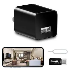 USB Charger Camera - WiFi Small Camera - Full HD 1080P Mini Wireless Nanny Cam Motion Detection with App Live Feed