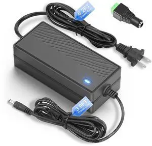 12V Power Supply 5A 60W Max AC Adapter 100~240V 50-60hz to 12 Volt Transfomer Power Adapter 5Amp 4A 3A 5.5x2.5mm Plug with Wire Terminal for LED Light CCTV Security Camera PC Monitor