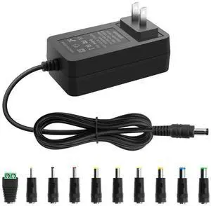 12V 5A Power Supply Adapter 60W AC 100-240V to DC 12V Power Cord with 5.5x2.5mm Jack for LED Strip Lights, 3D Printer CCTV Webcam Router with 10TIPS 4.9FT