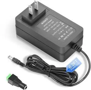 12V DC Power Supply 5A AC Adapter 100-240V 50-60Hz 12 Volt Transformer Converter 5 Amp 4A 3A with 5.5 x 2.5mm 2.1mm Plug for LED Strip Light CCTV Security Camera PC Monitor Router, 6.2FT