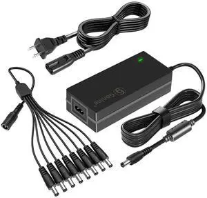 Camera Security System 12V 5A Power Supply Adapter with 8-Way Power Splitter Cable, Compatible with 12 Volt 5A 4A 3A Lorex, Swann, Night Owl, Annke, Q-See Security Camera Systems.