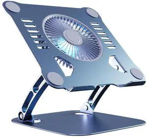 Laptop Cooling Stand with 3 Speed Fan, Adjustable Height Laptop Stand for Desk, Ergonimic Aluminum Laptop Cooling Pad for 10-15'' Notebook - Bule-Gray Laptop Cooling Stand with 3 Speed Fan, Adjustable Height Laptop Stand for Desk, Ergonimic Aluminum Laptop Cooling Pad for 10-15'' Notebook - Bule-Gray