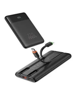 Portable Charger with Built in Cables, Slim 10000mAh PD 22.5W Fast Charging USB C Power Bank, 4 Outputs 3 Inputs Battery Pack Compatible with iPhone 16 15 14 13 Samsung iPad - Travel Essential