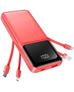 Portable Charger with Built in Cable - 20000mAh USB C LED Display Fast Charging 22.5W Power Bank Slim Battery Pack 5 Outputs & 3 Inputs for Travel Essentials iPhone Samsung Android Phones Tablets