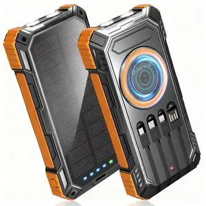 Solar Power Bank,49800mAh Wireless Portable Phone Charger with Built-in 4 Cables,22.5W Fast Charging External Battery Pack PD 3.0 USB-C In/Output for iPhone,iPad,Android,Perfect for Camping, Hiking