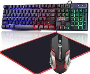 RGB Gaming Keyboard and Colorful Mouse Combo,USB Wired LED Backlight,Letter Glow,Mechanical Feeling for Laptop PC Computer Game and Work RGB Gaming Keyboard and Colorful Mouse Combo,USB Wired LED Backlight,Letter Glow,Mechanical Feeling for Laptop PC Computer Game and Work