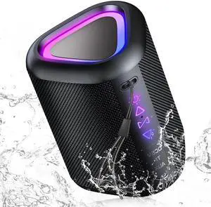 Bluetooth Speaker, 2025 Portable Wireless Speakers with Led Light, Bluetooth 5.4, 24H Playtime, Enhanced Bass, IPX7 Waterproof, Outdoor Speaker for Travel, Sport, Party, Biking.