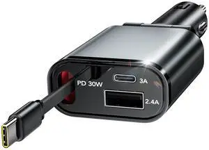 Retractable Car Charger, 3 in 1 Fast Car Phone Charger 50W, 1 TypeC Retractable Cables and USB Port,USB C Car Charger Compatible with iPhone 17/17 Pro Max/16/15/14/13/12/11,for Galaxy S25,Pixel 10 Retractable Car Charger, 3 in 1 Fast Car Phone Charger 50W, 1 TypeC Retractable Cables and USB Port,USB C Car Charger Compatible with iPhone 17/17 Pro Max/16/15/14/13/12/11,for Galaxy S25,Pixel 10