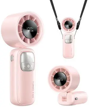 3-in-1 Portable Handheld Turbo Fan-100 Speeds, 15000 RPM, 10Hrs Cooling, LED Display, 90° Rotation, Small Travel Fan, Mini Foldable Hand Held Personal Fan for Women Men (Pink) 3-in-1 Portable Handheld Turbo Fan-100 Speeds, 15000 RPM, 10Hrs Cooling, LED Display, 90° Rotation, Small Travel Fan, Mini Foldable Hand Held Personal Fan for Women Men (Pink)