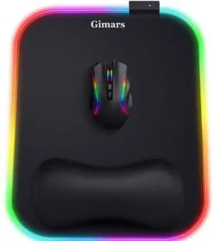 RGB Mouse Pad with Wrist Rest Support, 12 x 10 in Extra Large Ergonomic Gaming Mouse Pad with 10 LED Lighting Modes, Non-Slip Rubber Base for PC Gaming & Office RGB Mouse Pad with Wrist Rest Support, 12 x 10 in Extra Large Ergonomic Gaming Mouse Pad with 10 LED Lighting Modes, Non-Slip Rubber Base for PC Gaming & Office