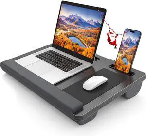 Laptop Lap Desk, Portable Large Laptop Desk for Bed, Up to 17 Inch Lap Pad Tray with Wrist Rest, Mouse Pad, Tablet Phone Slot, Portable Handle, Cushion (Black) Laptop Lap Desk, Portable Large Laptop Desk for Bed, Up to 17 Inch Lap Pad Tray with Wrist Rest, Mouse Pad, Tablet Phone Slot, Portable Handle, Cushion (Black)