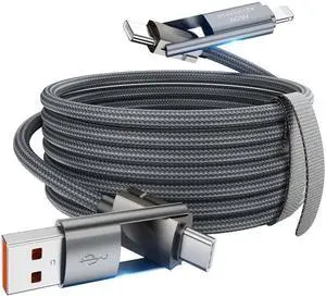 4 in 1 Charging Cable,60W USB to USB C Cable 6.6 ft,Fast Charging Multi Charger Cord with Type C/USB A/L Port for iPhone 16/15/14 Series MacBook iPad Pixel Samsung Switch PS5 Tablet and More 4 in 1 Charging Cable,60W USB to USB C Cable 6.6 ft,Fast Charging Multi Charger Cord with Type C/USB A/L Port for iPhone 16/15/14 Series MacBook iPad Pixel Samsung Switch PS5 Tablet and More