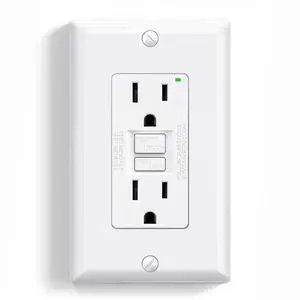GFCI Outlet 15 Amp, Self-Test GFI Electrical Outlet with Narrow Design, GFCI Receptacle with LED Indicator, UL Listed, White, Wall Plate Included, 1 Pack GFCI Outlet 15 Amp, Self-Test GFI Electrical Outlet with Narrow Design, GFCI Receptacle with LED Indicator, UL Listed, White, Wall Plate Included, 1 Pack