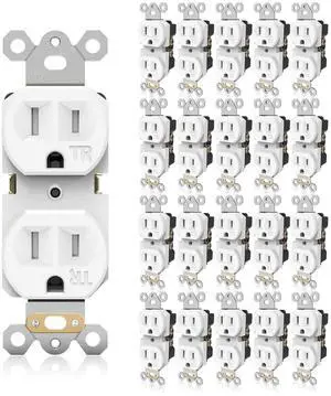 Duplex Receptacle Outlets, 15Amp 125V, Residential Grade Wall Outlet, Tamper-Resistant(TR) Electrical Receptacle, 3-Wire, Self-Grounding, UL Listed, Push & Side Wire, White, 20 Pack Duplex Receptacle Outlets, 15Amp 125V, Residential Grade Wall Outlet, Tamper-Resistant(TR) Electrical Receptacle, 3-Wire, Self-Grounding, UL Listed, Push & Side Wire, White, 20 Pack