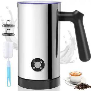 Milk Frother, 4-in-1 Milk Frother and Steamer, 10.6oz Electric Milk Steamer, Automatic Cold and Hot Foam maker for Lattes, Cappuccinos, Ceramic Lining Interior (Polished) Milk Frother, 4-in-1 Milk Frother and Steamer, 10.6oz Electric Milk Steamer, Automatic Cold and Hot Foam maker for Lattes, Cappuccinos, Ceramic Lining Interior (Polished)