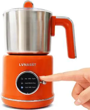 Stainless Steel Milk Frother for Coffee, 3-in-1 Electric Milk Warmer & Foam Maker, 12oz Hot Cold Frothing, Thick Foam for Macchiatos, Cappuccinos (Orange) Stainless Steel Milk Frother for Coffee, 3-in-1 Electric Milk Warmer & Foam Maker, 12oz Hot Cold Frothing, Thick Foam for Macchiatos, Cappuccinos (Orange)