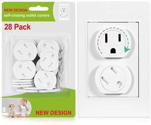 Self-Closing Outlet Covers (28 Pack), Pet & Baby Proof Outlet Plug Covers | 3-Prong Swivel Outlet Covers Baby Proofing Electrical Protectors, Easy Adhesive Installation, Prevent Electrical Shock Self-Closing Outlet Covers (28 Pack), Pet & Baby Proof Outlet Plug Covers | 3-Prong Swivel Outlet Covers Baby Proofing Electrical Protectors, Easy Adhesive Installation, Prevent Electrical Shock