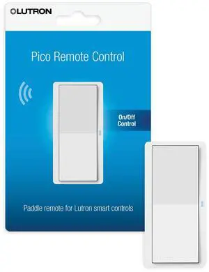 Paddle Pico Remote for Caseta Smart Dimmers/Switches | Wireless Remote with On/Off/Preset control, for table top or wallmount use, PJ2-P2B-GWH, White Paddle Pico Remote for Caseta Smart Dimmers/Switches | Wireless Remote with On/Off/Preset control, for table top or wallmount use, PJ2-P2B-GWH, White