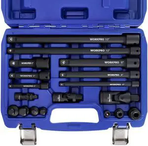 18-Piece Impact Socket Extension Set, 1/4", 3/8" & 1/2" Drive | Includes Socket Adapters, Ratchet Extension Set, Socket Extension Bar, Swivel Universal Joints and Impact Coupler 18-Piece Impact Socket Extension Set, 1/4", 3/8" & 1/2" Drive | Includes Socket Adapters, Ratchet Extension Set, Socket Extension Bar, Swivel Universal Joints and Impact Coupler