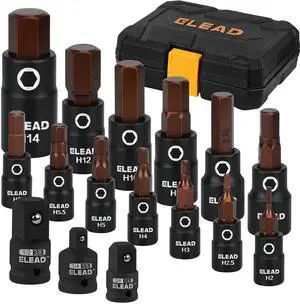 16-Piece Metric Hex Bit Socket Set - Premium S2 Steel 2mm-14mm Allen Socket Set with Socket Adapters, 1/4, 3/8 and 1/2 Drive | Professional Mechanic Garage Tools 16-Piece Metric Hex Bit Socket Set - Premium S2 Steel 2mm-14mm Allen Socket Set with Socket Adapters, 1/4, 3/8 and 1/2 Drive | Professional Mechanic Garage Tools
