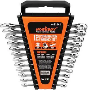 12-Piece Metric Wrench Set | Combination Wrench Set with Organizer | 12 Point | 8mm - 19mm | Chrome Vanadium Steel 12-Piece Metric Wrench Set | Combination Wrench Set with Organizer | 12 Point | 8mm - 19mm | Chrome Vanadium Steel