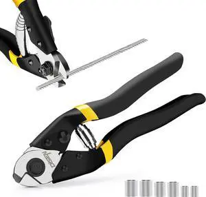 Wire Cutters Heavy Duty Cutting Up to 3/16", Cable Cutters for Fence | Metal Cutters for Thick Wire, Chicken Coop, Safety Lock, Spring Loaded, Non-slip Matte Handle, Cr-V Steel, Yellow-Black 1 Wire Cutters Heavy Duty Cutting Up to 3/16", Cable Cutters for Fence | Metal Cutters for Thick Wire, Chicken Coop, Safety Lock, Spring Loaded, Non-slip Matte Handle, Cr-V Steel, Yellow-Black 1