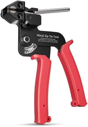Metal Zip Tie Tool, Stainless Steel Cable Tie Gun, Red | Heavy Duty Zip Tie Cutter, for Metal Zip Ties, Fasten and Cut, for Outdoor Chain Link Fence, Chicken Coop, Exhaust Repair Metal Zip Tie Tool, Stainless Steel Cable Tie Gun, Red | Heavy Duty Zip Tie Cutter, for Metal Zip Ties, Fasten and Cut, for Outdoor Chain Link Fence, Chicken Coop, Exhaust Repair