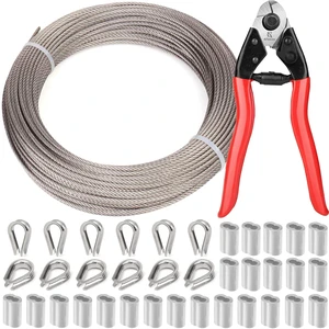 1/8" Wire Rope | 165FT Stainless Steel Cable with Cable Cutter | 7x7 Strand Core for Railing, Hanging, Garden Wire 1/8" Wire Rope | 165FT Stainless Steel Cable with Cable Cutter | 7x7 Strand Core for Railing, Hanging, Garden Wire