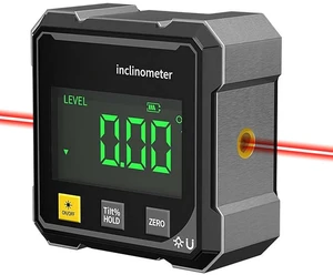 Digital Laser Angle Finder inclinometer, Protractor Tool, 4×90° High Accuracy, Large LED Display, Magnetic Base, USB Rechargeable, for Woodworking, Metalworking, Construction & DIY Digital Laser Angle Finder inclinometer, Protractor Tool, 4×90° High Accuracy, Large LED Display, Magnetic Base, USB Rechargeable, for Woodworking, Metalworking, Construction & DIY