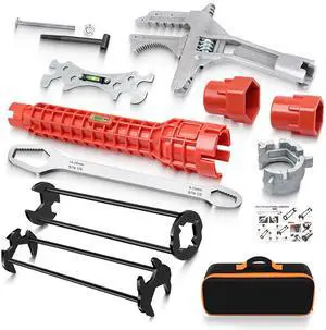 7PCS Plumbing Tool Sink Wrench for Tight Space, Basin Wrench w/ 8 in 1 Faucet Wrench, Four Jaw Hex Wrench,6-75mm Universal Plumber Wrench for Toilet/Bathroom/Kitchen Pipe Removal Installation 7PCS Plumbing Tool Sink Wrench for Tight Space, Basin Wrench w/ 8 in 1 Faucet Wrench, Four Jaw Hex Wrench,6-75mm Universal Plumber Wrench for Toilet/Bathroom/Kitchen Pipe Removal Installation