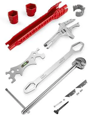 6 Pcs Multifunctional Sink Wrench & Basin Wrench Set, Plumbing Tools for Under Sink Tight Spaces, Spanner Wrench, Universal Double Ended Wrench and Faucet Wrench Tool Kit for Kitchen & Bathroom 6 Pcs Multifunctional Sink Wrench & Basin Wrench Set, Plumbing Tools for Under Sink Tight Spaces, Spanner Wrench, Universal Double Ended Wrench and Faucet Wrench Tool Kit for Kitchen & Bathroom