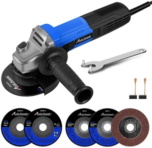 Angle Grinder, 7.5-Amp 4-1/2 inch Electric Grinder Power Tools with Grinding Wheels, Cutting Wheels, Flap Disc and Auxiliary Handle for Cutting, Grinding, Polishing and Rust Removal - Blue Angle Grinder, 7.5-Amp 4-1/2 inch Electric Grinder Power Tools with Grinding Wheels, Cutting Wheels, Flap Disc and Auxiliary Handle for Cutting, Grinding, Polishing and Rust Removal - Blue