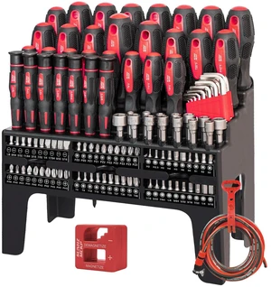 124-Piece Magnetic Screwdriver set, Includes Slotted, Phillips, Pozidriv, Hex, Torx and Precision Screwdriver, ratcheting screwdriver and nut drivers With Storage rack 124-Piece Magnetic Screwdriver set, Includes Slotted, Phillips, Pozidriv, Hex, Torx and Precision Screwdriver, ratcheting screwdriver and nut drivers With Storage rack