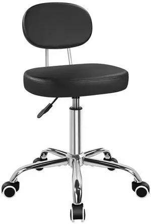 Home Office Chair Rolling Stool with Swivel Wheels Adjustable Height Work Chair Matte PU Leather Drafting Stool Chair with Backrest Computer Chair Black Home Office Chair Rolling Stool with Swivel Wheels Adjustable Height Work Chair Matte PU Leather Drafting Stool Chair with Backrest Computer Chair Black