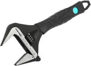 10-Inch Wide Jaw Adjustable Wrench | Black Oxide Finish Plumbing Wrench, CR-V Steel, SAE and Metric Scale Marked, Ergonomic Grip 10-Inch Wide Jaw Adjustable Wrench | Black Oxide Finish Plumbing Wrench, CR-V Steel, SAE and Metric Scale Marked, Ergonomic Grip