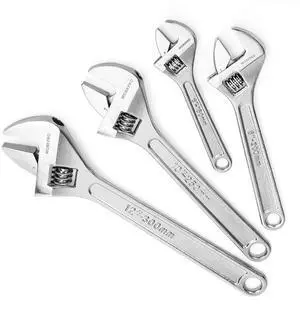 4-Piece Adjustable Wrench Set, 6"-12", Carbon Steel, Chrome Plated | SAE & Metric Scales, Heat-Treated Construction, Precision Jaw, Smooth Adjustment for DIY, Auto Repair and Plumbing 4-Piece Adjustable Wrench Set, 6"-12", Carbon Steel, Chrome Plated | SAE & Metric Scales, Heat-Treated Construction, Precision Jaw, Smooth Adjustment for DIY, Auto Repair and Plumbing