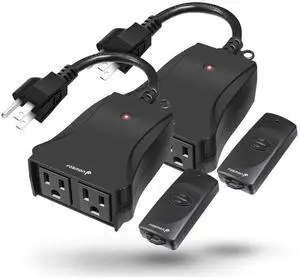 Wireless Remote Control Outlet (2 Outlets, 80 Foot Range) ETL Listed Water Resistant Electrical Outlet for Outdoor Lights, Kitchen Appliances and Household Appliances (Battery Included) 2 Pack Wireless Remote Control Outlet (2 Outlets, 80 Foot Range) ETL Listed Water Resistant Electrical Outlet for Outdoor Lights, Kitchen Appliances and Household Appliances (Battery Included) 2 Pack