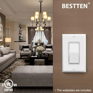 30PK Single Pole Decorator Light Switch, Rocker Paddle Wall Switch UL Listed, On/Off Interrupter, w/Wall Plate, 15A 120/277V, Residential and Commercial Grade, White 30PK Single Pole Decorator Light Switch, Rocker Paddle Wall Switch UL Listed, On/Off Interrupter, w/Wall Plate, 15A 120/277V, Residential and Commercial Grade, White