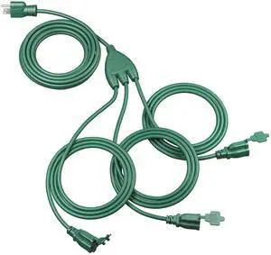Outdoor Extension Cord 1 to 3 Splitter, Total 52FT, 13A 125V 1625W 16/3C SJTW Extension Cord Waterproof Heavy Duty Cord for Holiday Decorations, Christmas Outdoor String Light, ETL Listed Outdoor Extension Cord 1 to 3 Splitter, Total 52FT, 13A 125V 1625W 16/3C SJTW Extension Cord Waterproof Heavy Duty Cord for Holiday Decorations, Christmas Outdoor String Light, ETL Listed