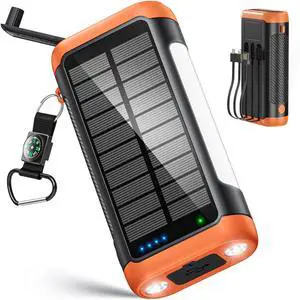 Solar Power Bank Portable Charger:66800mAh Built in Hand Crank and 3 Cables 22.5W Fast Charging Phone External Battery Pack(5 Outputs & 5 Inputs) with Camping Flashlights/Table Lamp/Compass Solar Power Bank Portable Charger:66800mAh Built in Hand Crank and 3 Cables 22.5W Fast Charging Phone External Battery Pack(5 Outputs & 5 Inputs) with Camping Flashlights/Table Lamp/Compass