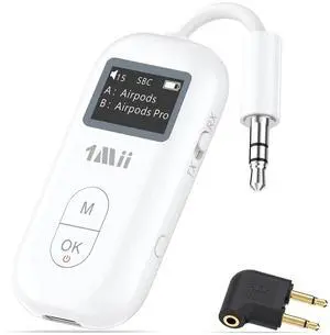 Pro Bluetooth 5.3 Transmitter Receiver, Wireless Audio Adapter w/Screen for 2 Bluetooth Headphones, aptX LL/HD/AD, Use with Any 3.5MM Jack on Airplane, TV & iPad/Tablet Pro Bluetooth 5.3 Transmitter Receiver, Wireless Audio Adapter w/Screen for 2 Bluetooth Headphones, aptX LL/HD/AD, Use with Any 3.5MM Jack on Airplane, TV & iPad/Tablet