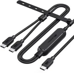 Braided 2-in-1 USB C to USB C Cable - 6ft, 140W Smart Power Allocation for Laptops and Phones, Supports Charging & Data Transfer, USBC Power Splitter, Works with MacBook, iPad, iPhone Braided 2-in-1 USB C to USB C Cable - 6ft, 140W Smart Power Allocation for Laptops and Phones, Supports Charging & Data Transfer, USBC Power Splitter, Works with MacBook, iPad, iPhone