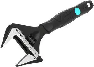 8-Inch Wide Jaw Adjustable Wrench | Black Oxide Finish Plumbing Wrench, CR-V Steel, SAE and Metric Scale Marked, Ergonomic Grip 8-Inch Wide Jaw Adjustable Wrench | Black Oxide Finish Plumbing Wrench, CR-V Steel, SAE and Metric Scale Marked, Ergonomic Grip
