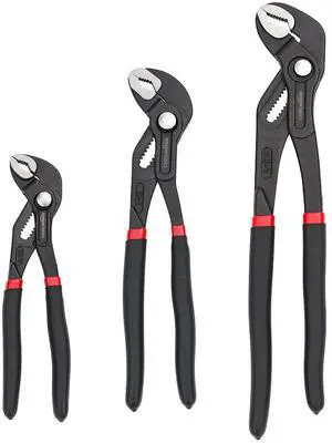 3-Piece Quick Release Groove Joint Pliers Set, Drop Forged Chrome Vanadium Steel with Comfortable Rubber Grip, Adjustable, 7-inch, 10-inch, and 12-inch, Black 3-Piece Quick Release Groove Joint Pliers Set, Drop Forged Chrome Vanadium Steel with Comfortable Rubber Grip, Adjustable, 7-inch, 10-inch, and 12-inch, Black